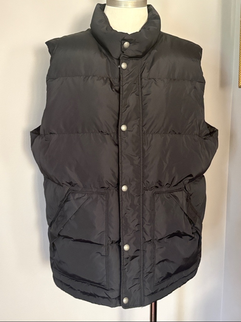 Lands' End Men's Large Black Quilted Puffer Down Feather Vest